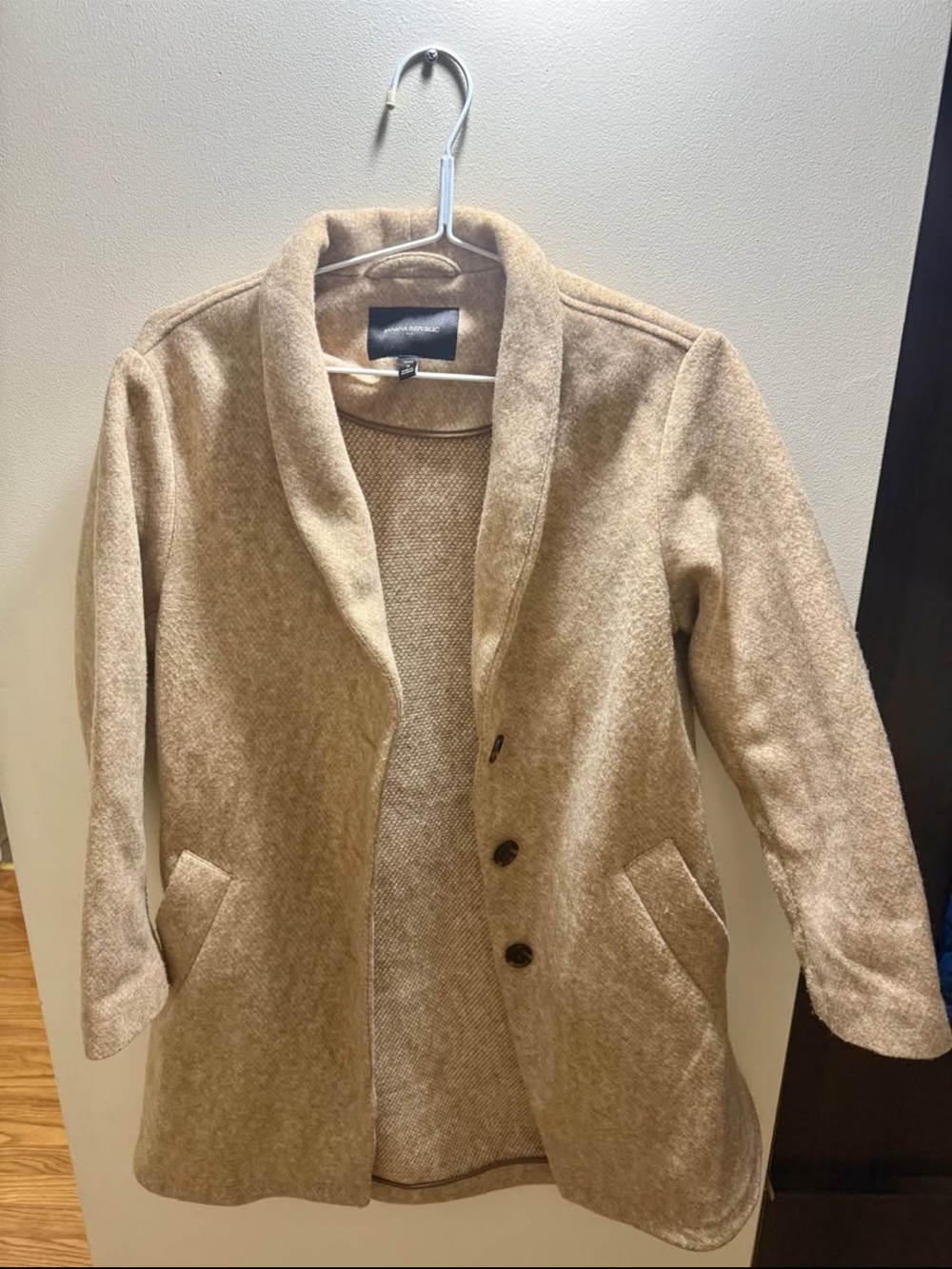 Banana Republic Beige Shawl-Collar Peacoat